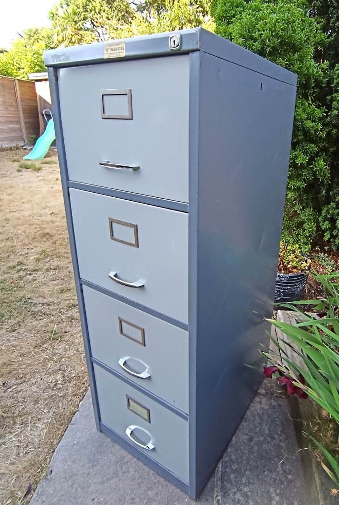 Metal Filing Cabinet with 4 Drawers D62cm x W47cm x H132cm Steel Office Storage Pre-Owned
