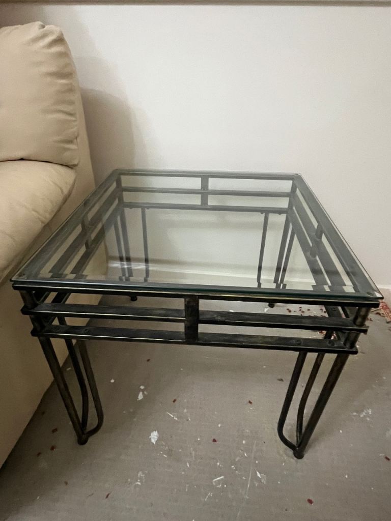 Glass Tea table and two side tables. Set of 3. 