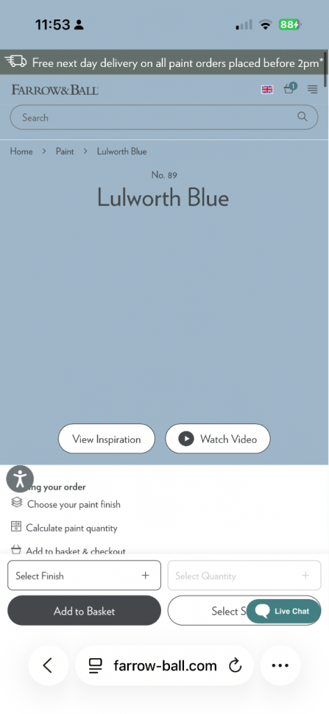 Farrow & Ball Lulworth Blue Paint - modern emulsion Finish