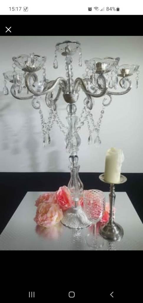  Crystal Chabby Chic Candelabras for sale