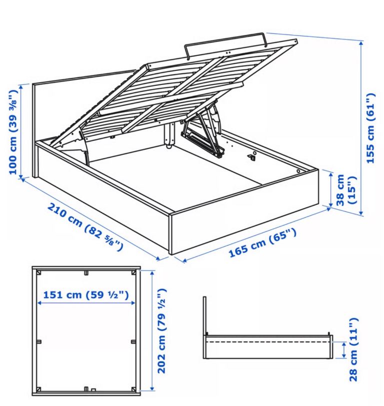 IKEA Malm Double Bed with Storage – White, Good Condition