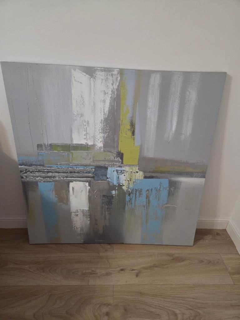 Turquoise and lime painting