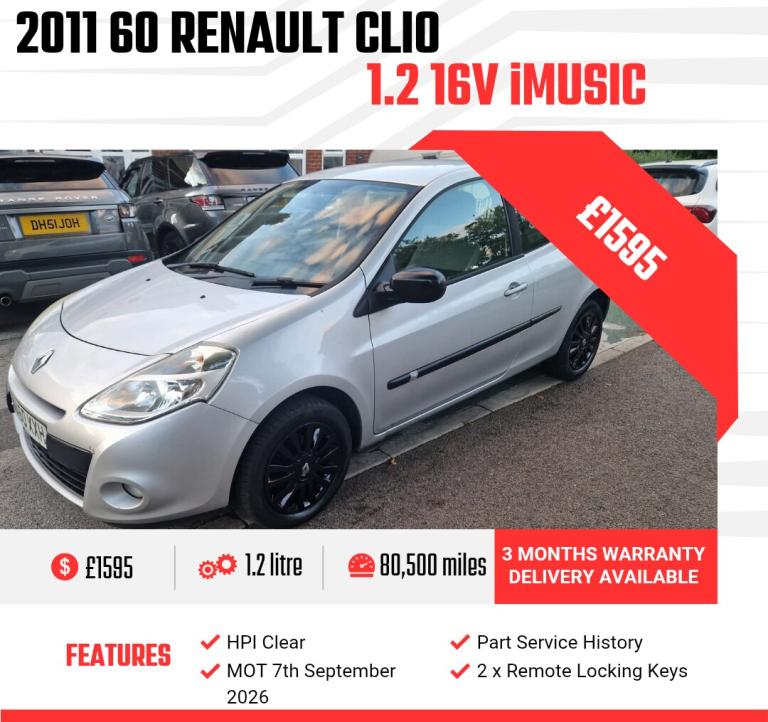 2011 Renault Clio 1.2 16V I-Music 3dr HATCHBACK Petrol Manual