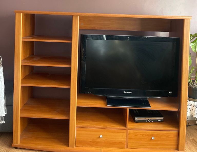Wooden TV Unit / Media Stand with Shelving – Great Storage (TV NOT Included)