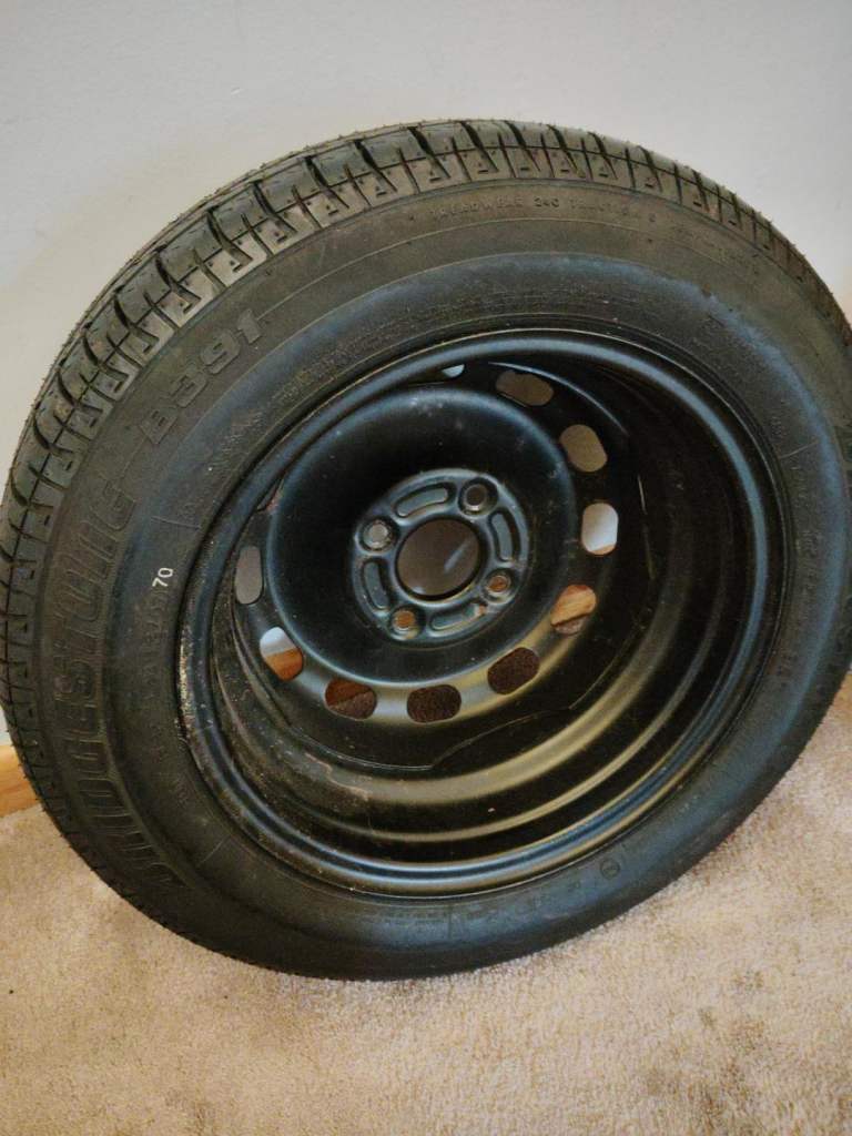 Car spare wheel with Bridgestone tyre
