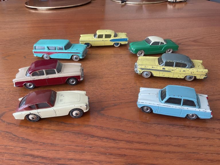 7 VINTAGE DINKY 1950/60’s Die-Cast Toy Cars - Mixed Lot, Good Condition