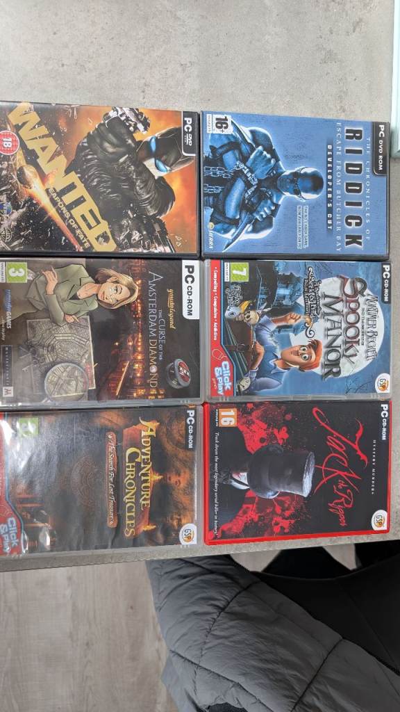 PC CD-ROM Games Bundle – Wanted, Riddick, Spooky Manor & more