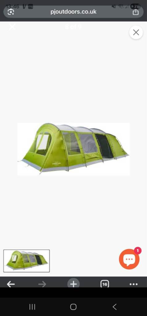 Vango Stargrove II 600XL 6 Person Tunnel Family Tent Green Cable Entry Point