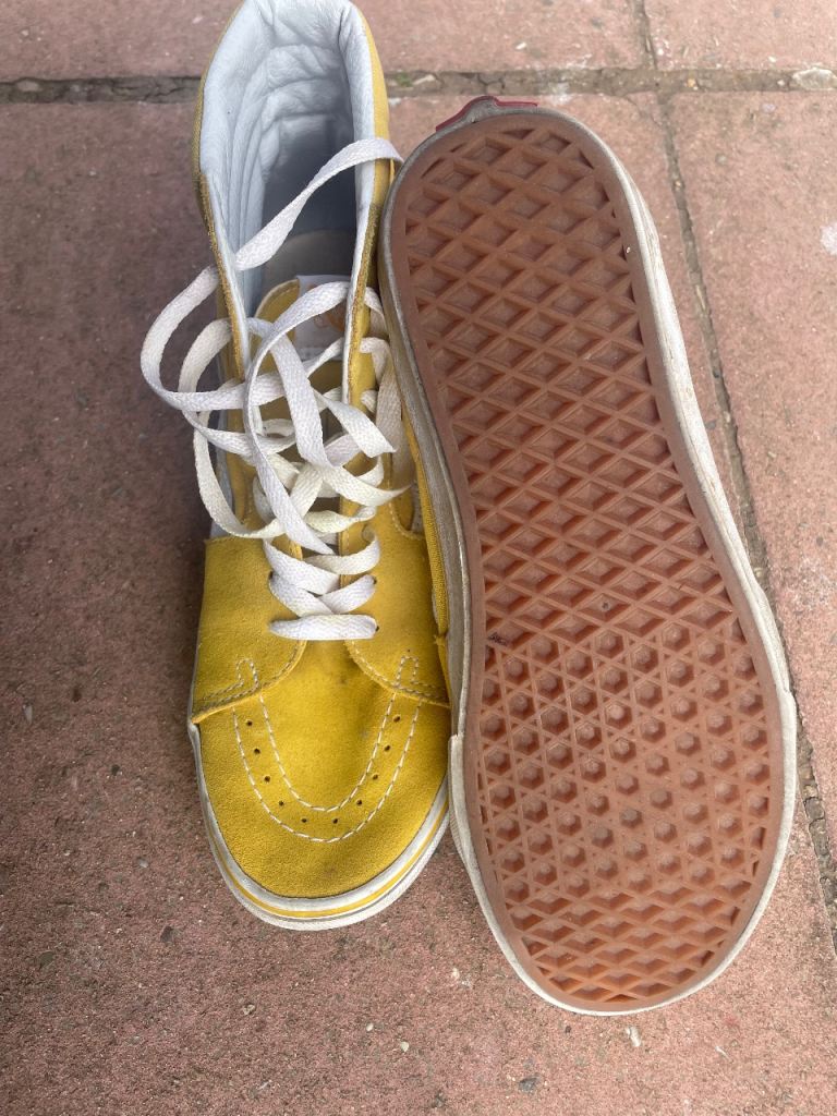Vans yellow high top shoes
