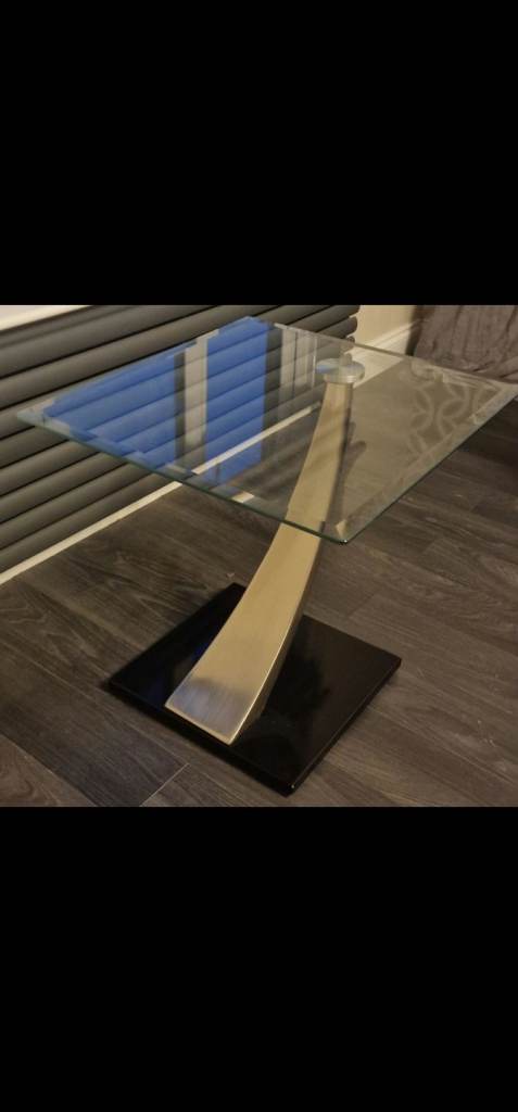 Glass & Steel modern lamp table