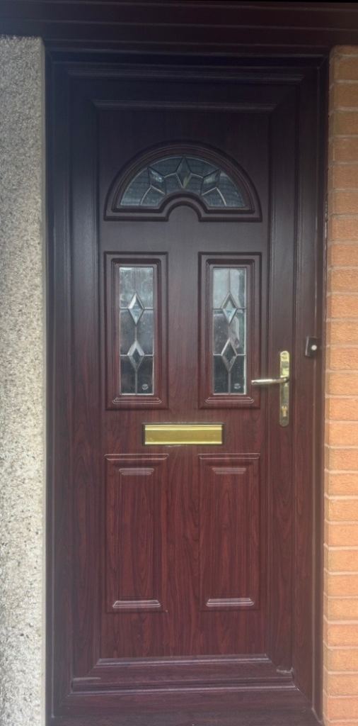 Upvc door brown out white in 