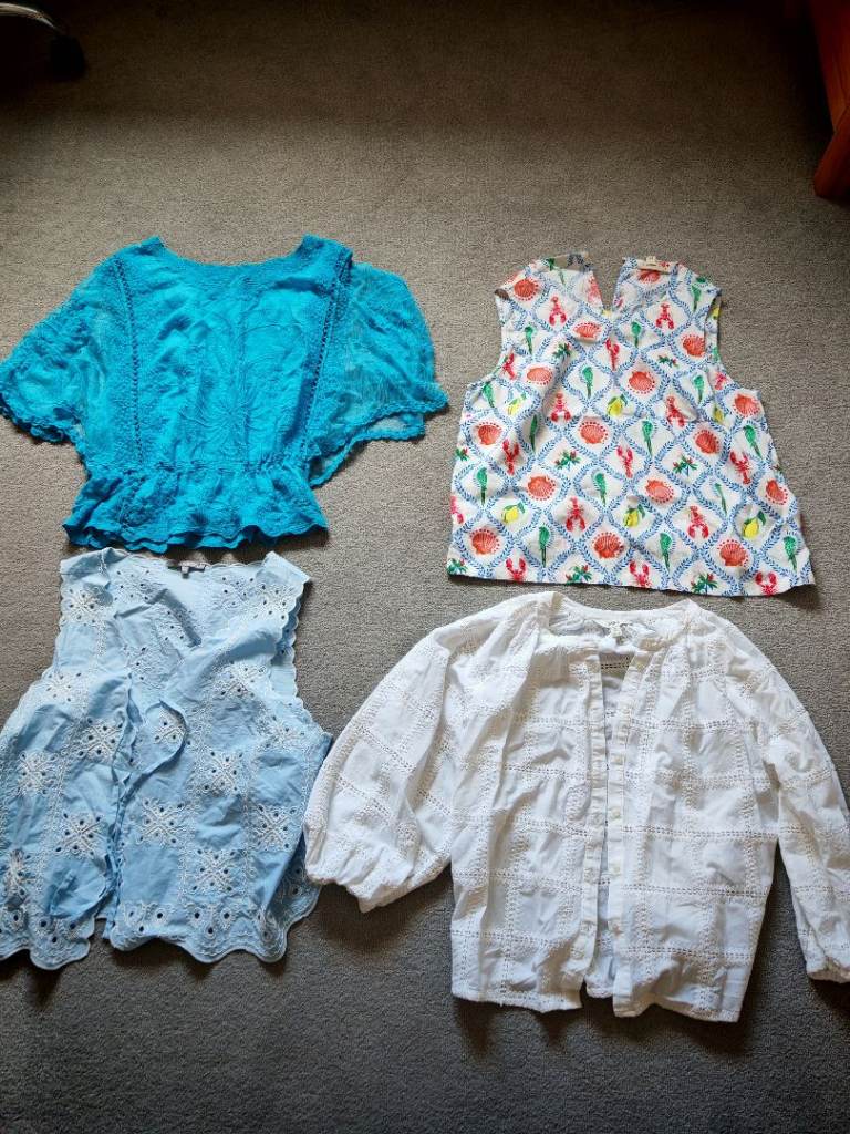 Ladies Size 14 Cotton Tops - Bundle of 4, Multicoloured