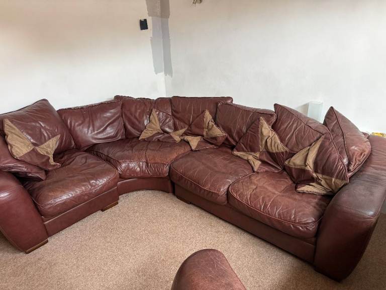 Brown Leather Corner Suite Plus Arm Chair            *********FREE*********