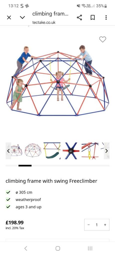 Climbing frame with swing