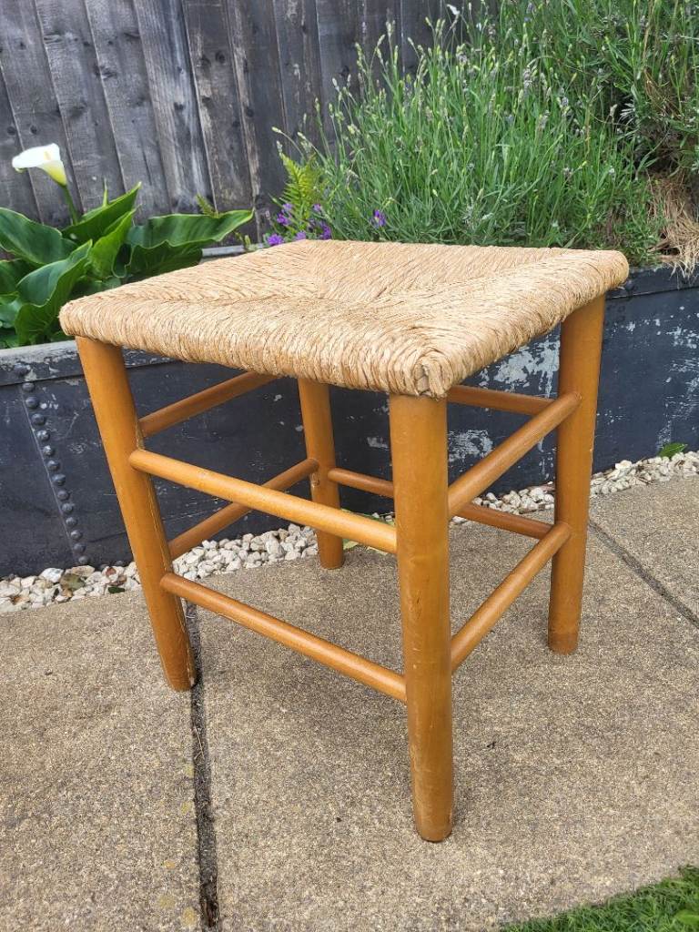Vintage French rush stool