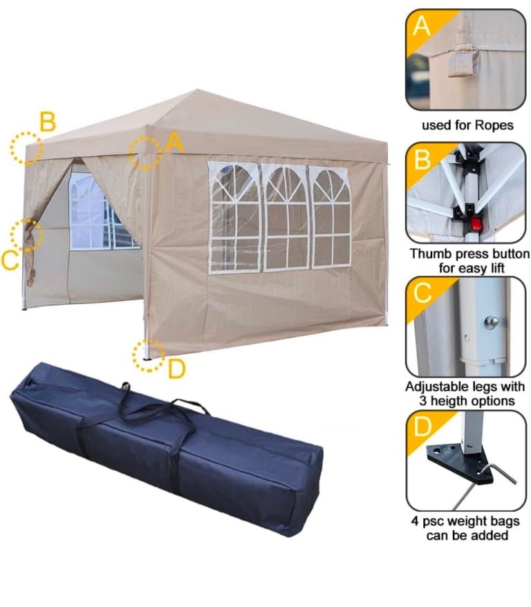 3x3m Pop Up Gazebo Garden Marquee 