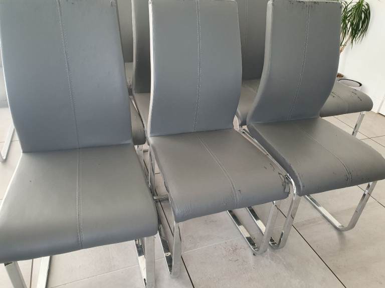 Free to uplift 10 faux leather grey dining chairs (Belgica)