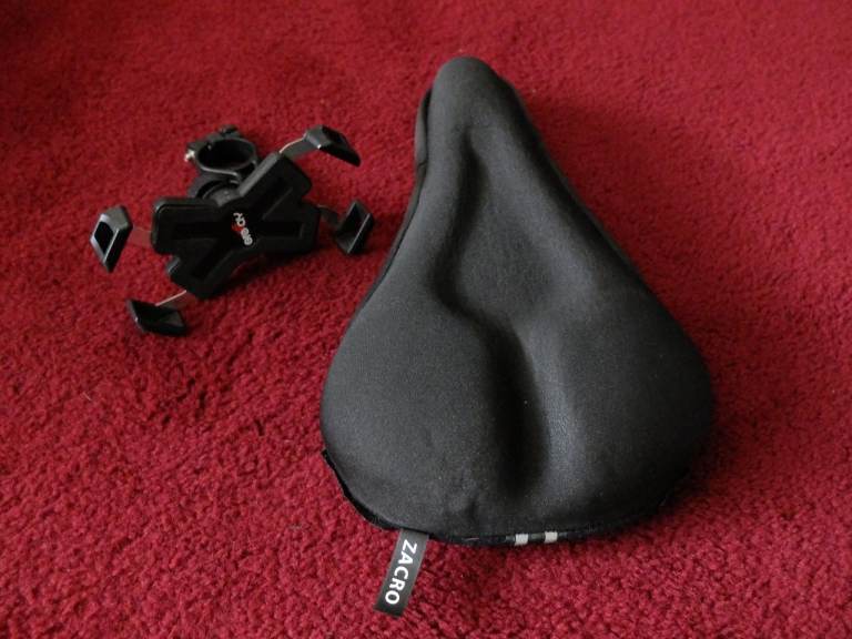 Bicycle phone holder & gel saddle cover - as new