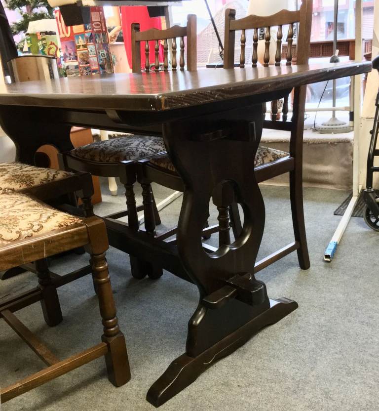 Solid Wood Table & 4 Chairs / L136cm x W75cm