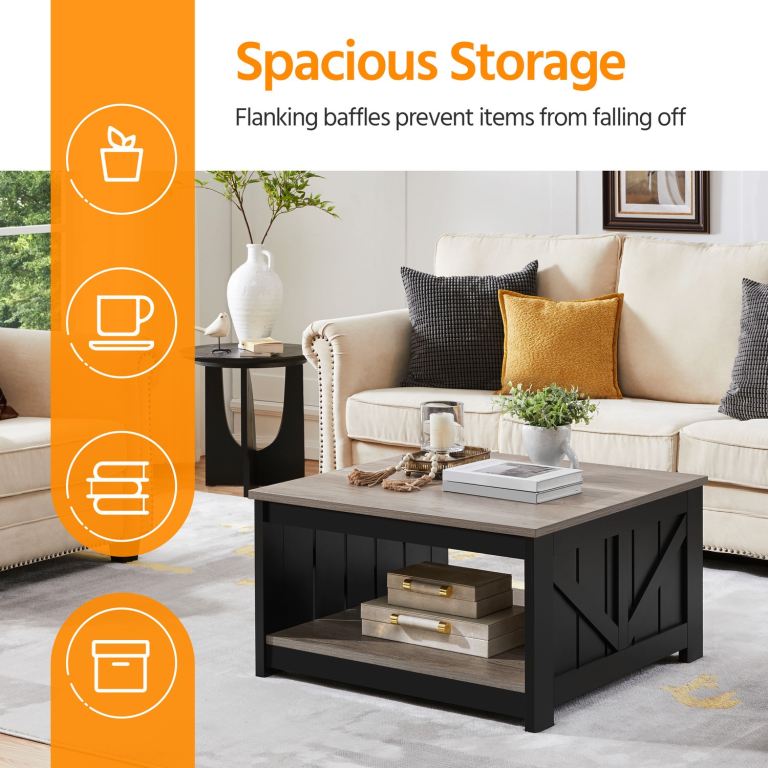 Stylish Wood Coffee Table with Storage – New