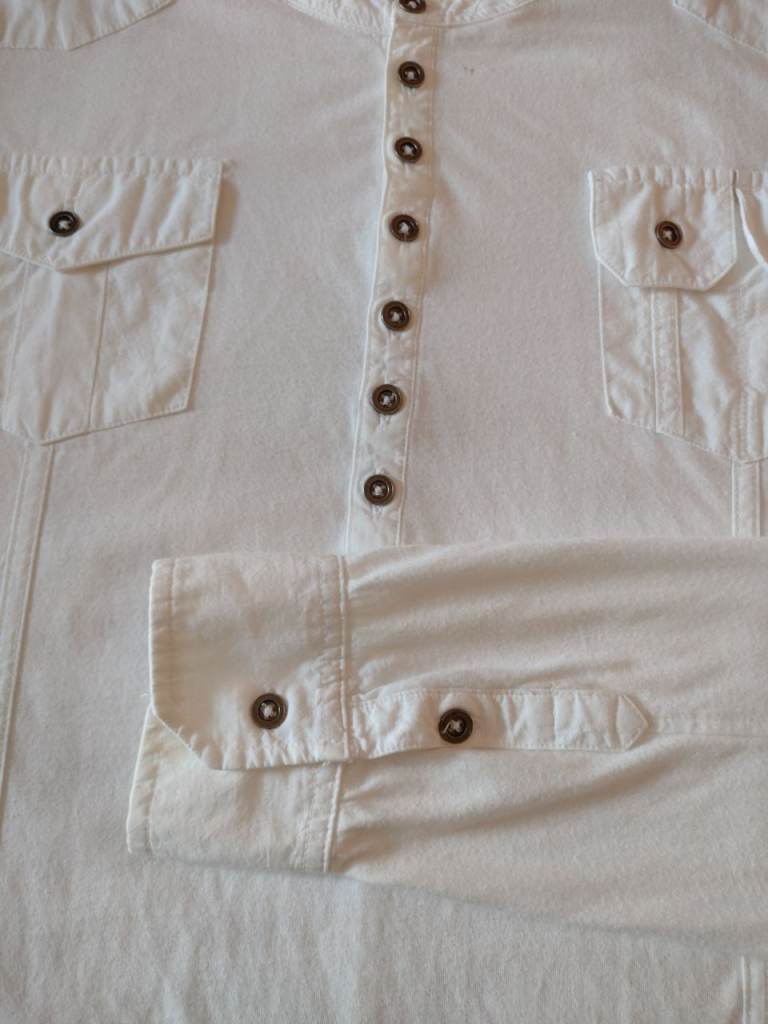 Near New! Next Large Casual White Shirt. A soft Fabric with a Grandad Style Collar.