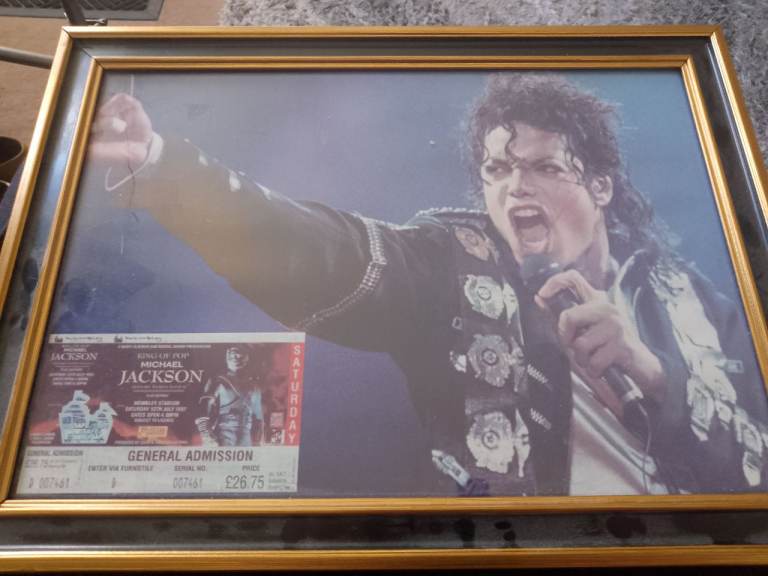 Framed Michael Jackson King of Pop Poster with Wembley Ticket Print