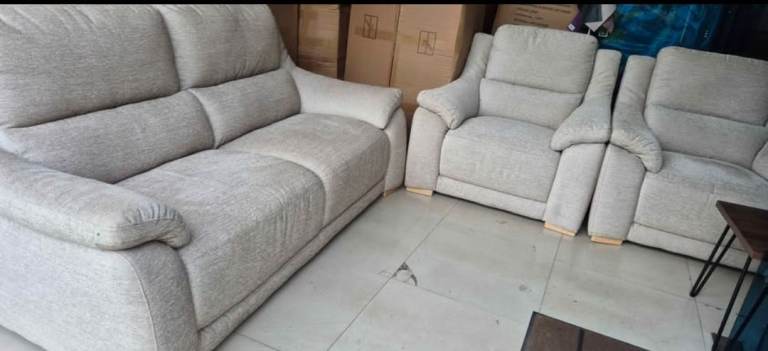 Beige Fabric 3+1+1 Seater Sofa Set 
