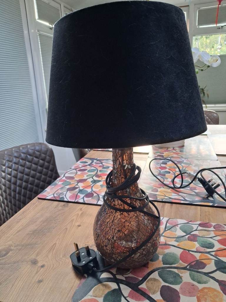 Pair of Table Lamps - Black and Green Shades, Good Condition