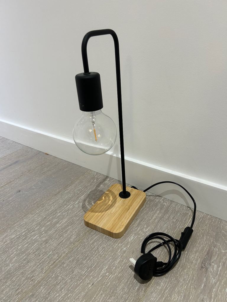 image for IKEA TVÄRHAND Table lamp, black/bamboo