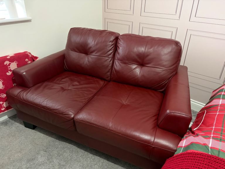 Chesterfield red leather 2 seater sofa 