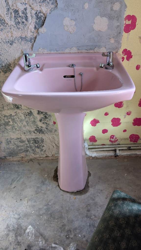 Twyfords Pink Sink with Taps