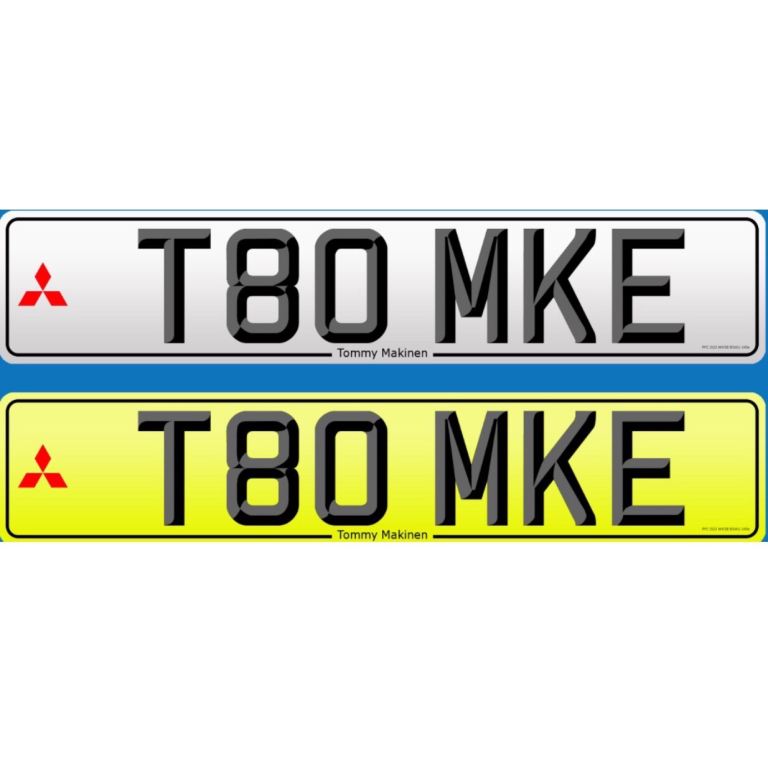 MITSUBISHI EVO TOMMY MAKINEN private cherished number plate, T80MKE, Evo Tommy Makinen