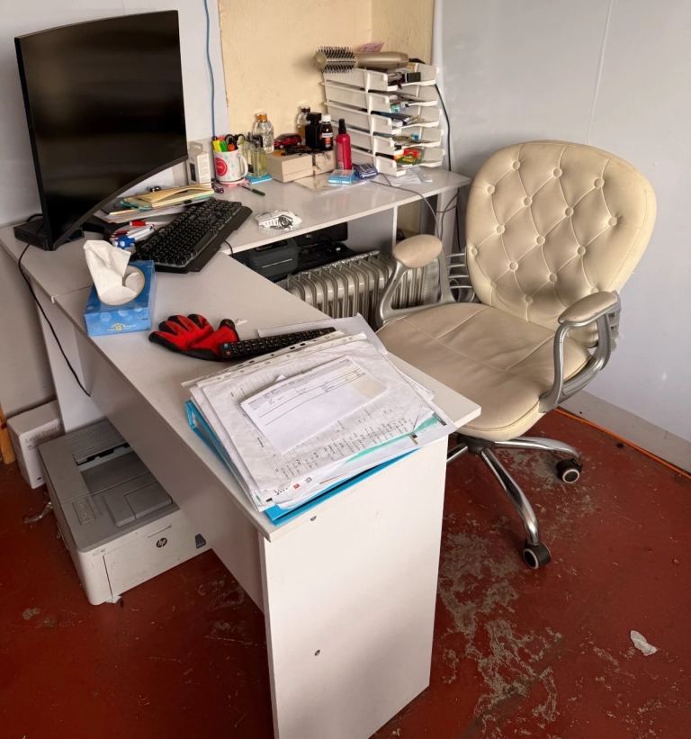 White L-Shaped Office Desk compact corner office home table white