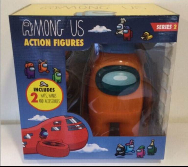 Among Us Series 2 Action Figure Orange Crewmate Includes 2 Hats Hands And Acc