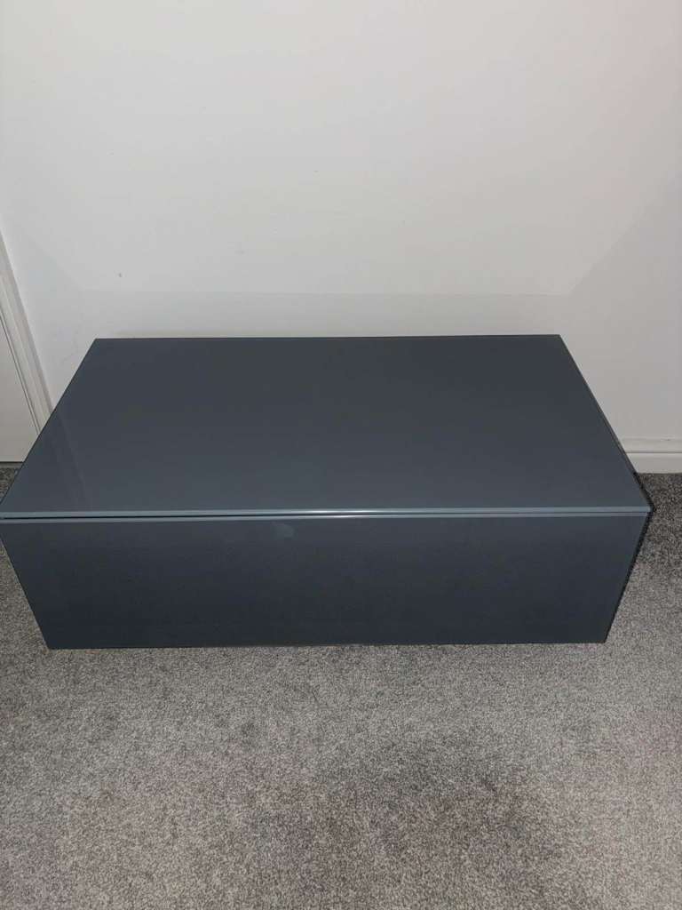 Grey TV Unit / Coffee Table with Drop-Down Door