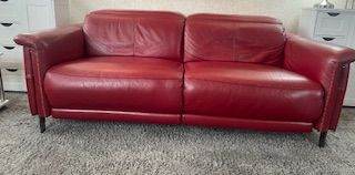 DFS Solero Smooth Leather 3 Seater Power Recliner - Wine