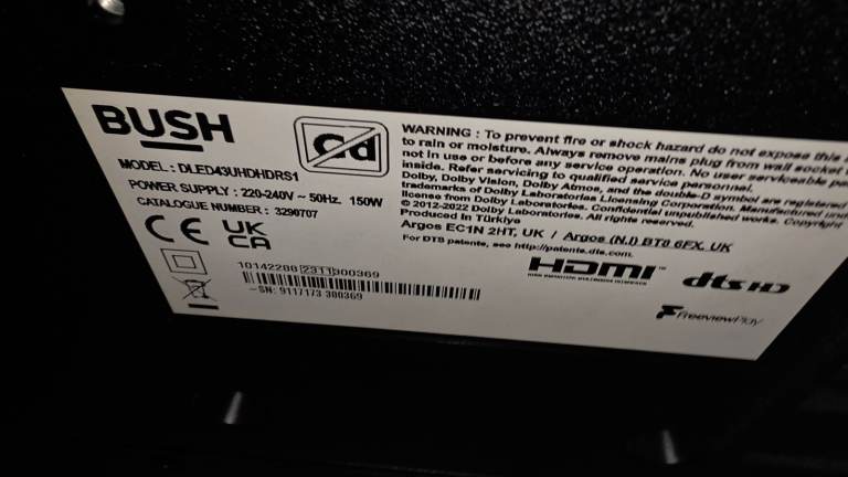 Bush 43 inch 4K UHD HDR Smart TV