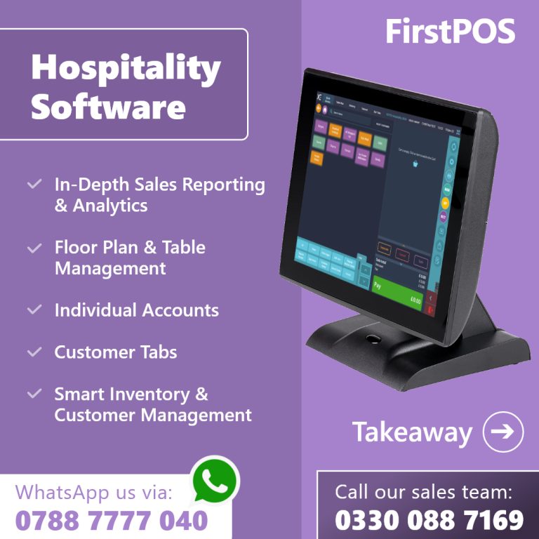 Hospitality Touchscreen EPOS Cash Register System – 17” POS Till for Restaurants, Cafes & Bars