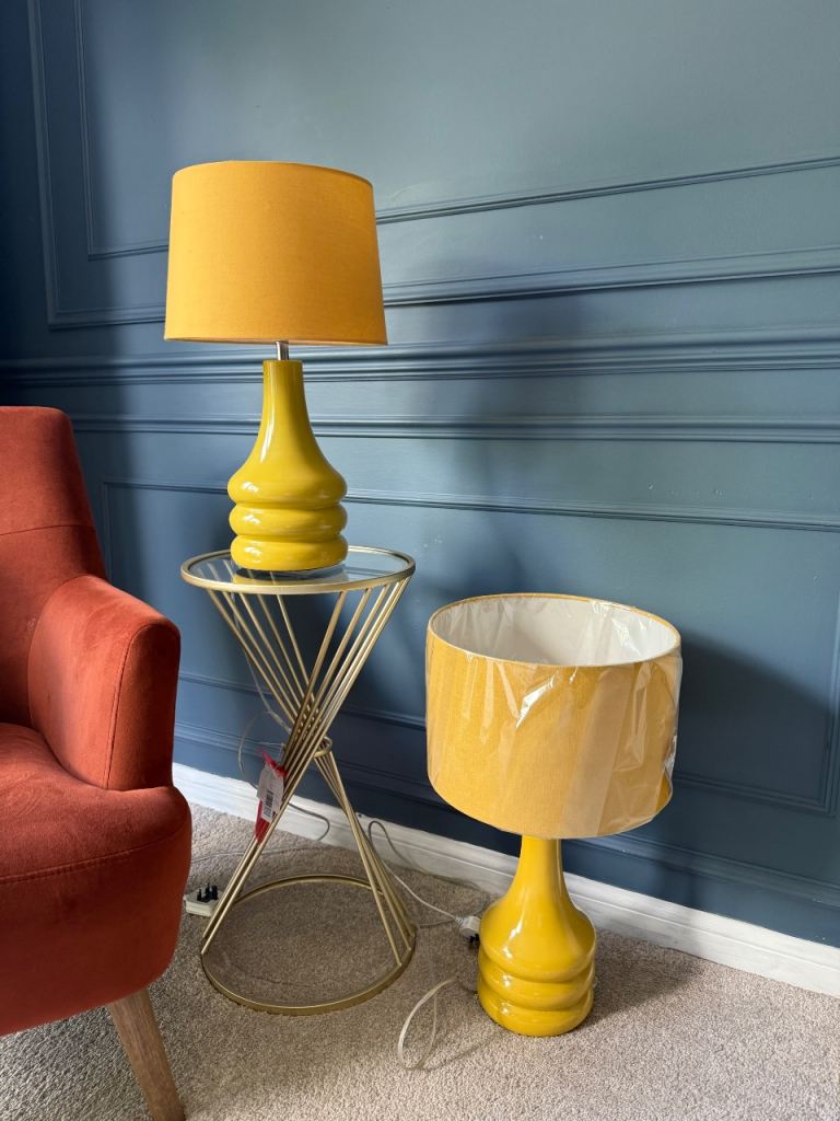 Pair of Yellow Ceramic Table Lamps