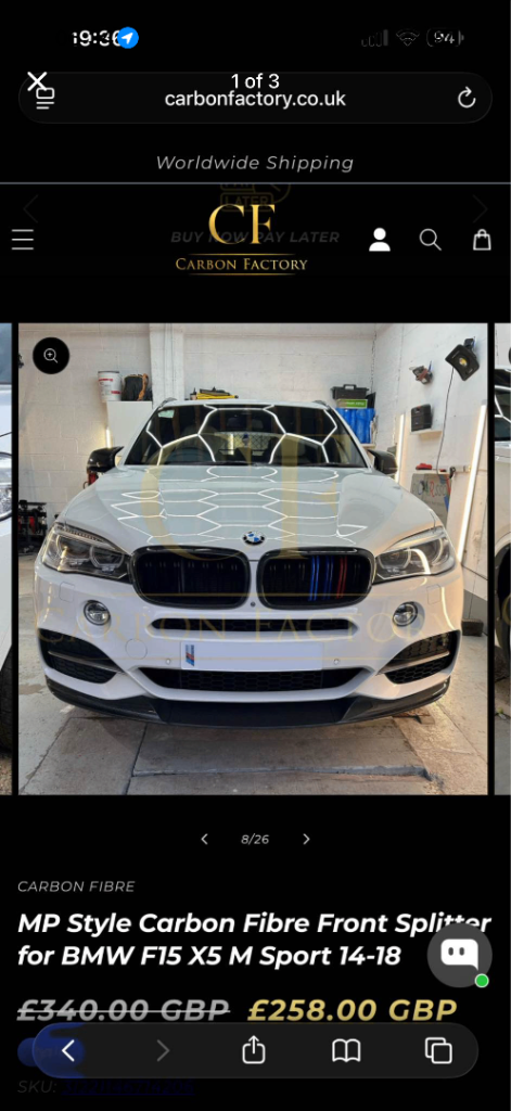 BMW x5 real carbon fibre splitter 