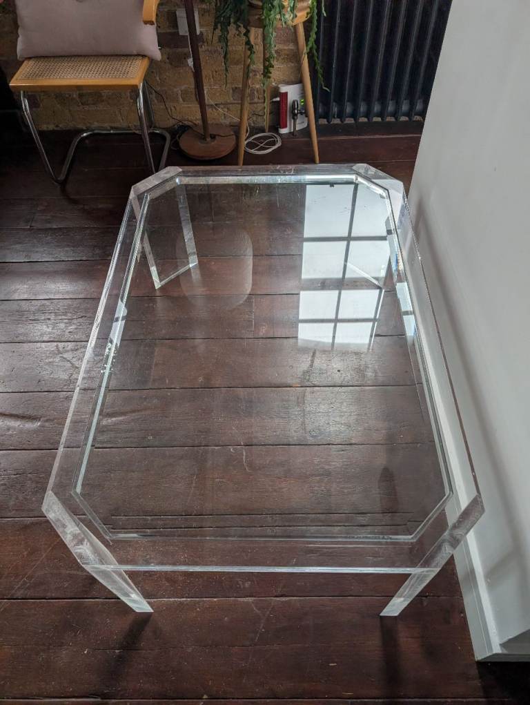 Glass and lucite coffee table 