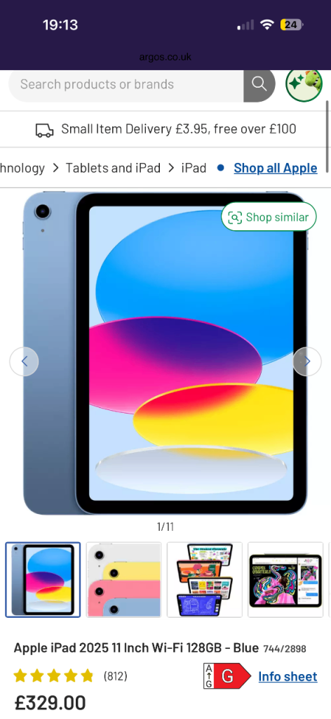 Apple iPad 2025 11 Inch Wi-Fi 128GB - Blue