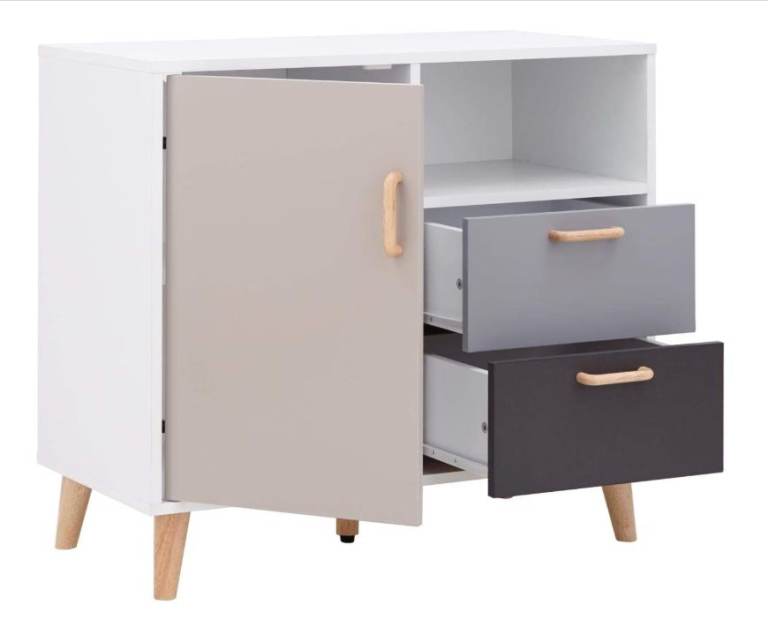 GFW Delta Compact Sideboard, 39 cm Depth x 78 cm Width x 73 cm Height, White