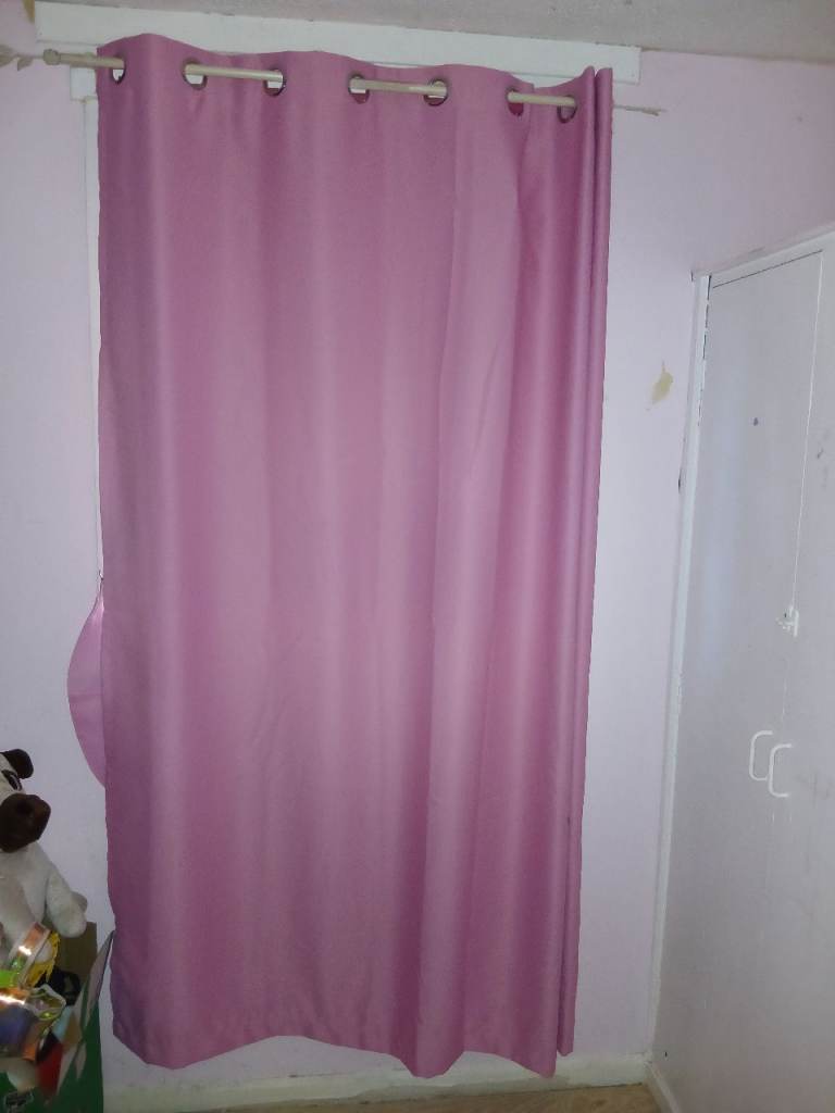 Pink Eyelet Curtains - Fair Condition