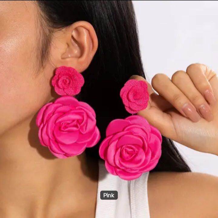 New Pink Rose Drop Earrings