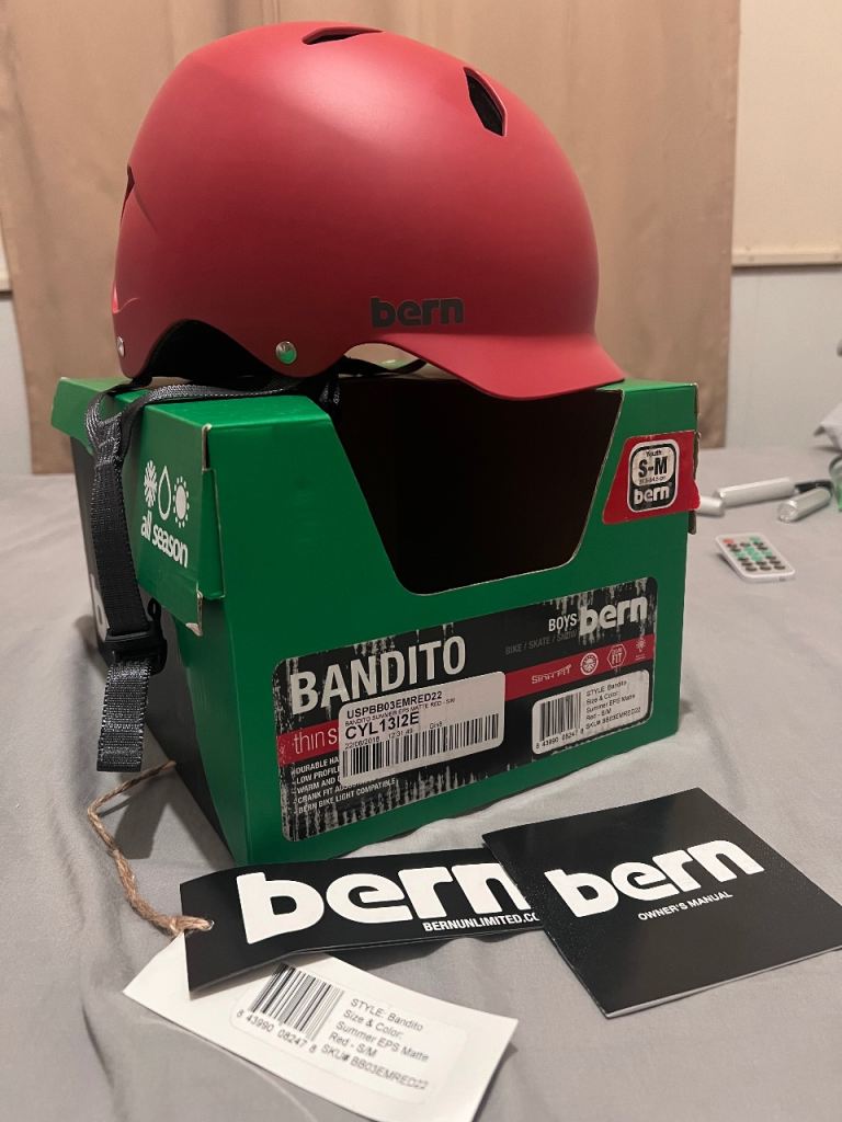 Bern Bandito EPS Bmx / Bike / Cycle / Cycling Helmet Matte Red - Small / Medium