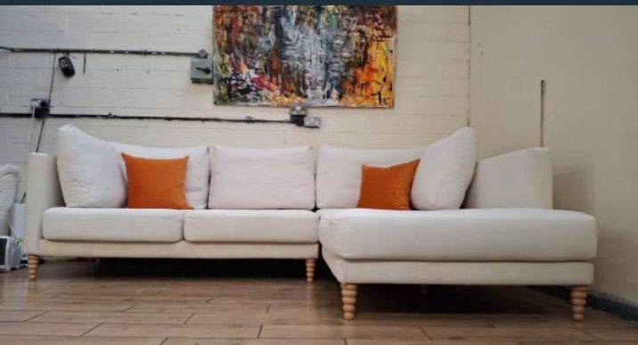 Fama Spanish designer corner sofa in off white cotton RRP £5000