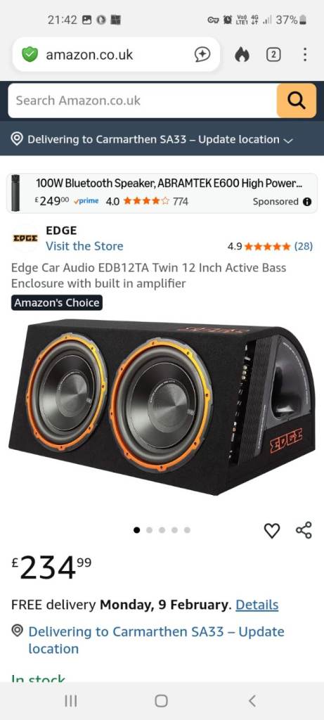 BrandEDGE Speaker maximum output power1800 Watts