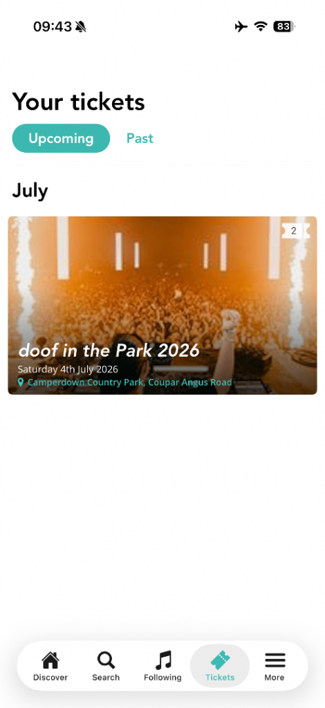 Doof in park ticket