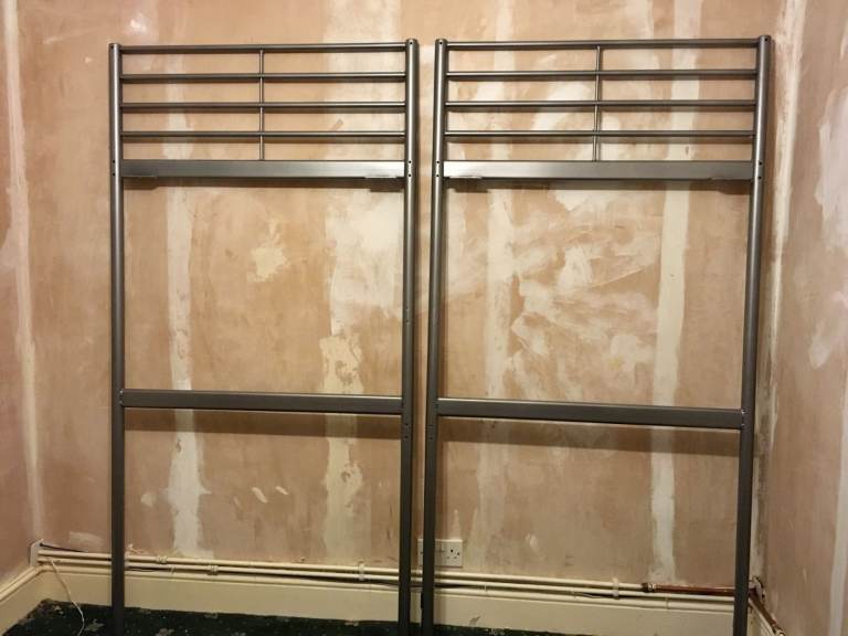 Ikea Svärta single silver loft bed frame - inc. mattress (cabin bed, bunkbed)